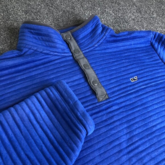 Vineyard Vines Pullover Mens 1/4 Snap Blue XL Outlet Channel Long Sleeve Ribbed - Picture 1 of 9